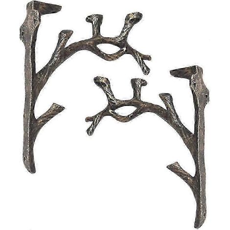 Supports d'étagère vintage (2 pièces), en fonte, forme carrée, style antique, support triangulaire, pour fixation - AquaForge (1/5)