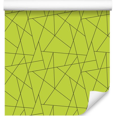 Carta da parati con motivo geometrico, sfondo verde lime, centro verde lime, 50x1000 cm (1/5)