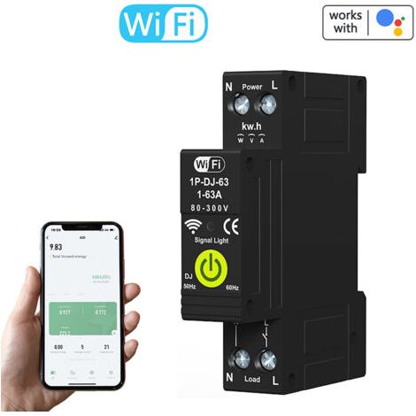 BUNTHAUS ‌Disjoncteur Intelligent WiFi Tuya avec Compteur‌ - Minuterie, Comptage Énergie Photovoltaïque Bidirectionnel, Réenclenchement Automatique, Compatible Alexa - Fonction Prépayé (1/5)