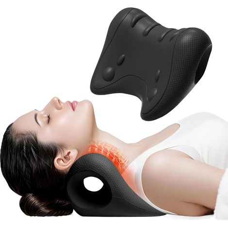 Coussin Cervical Orthopédique, Correcteur d’Alignement du Cou et Relaxant Épaules Anti-Tensions,Noir (1/5)