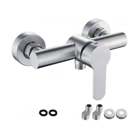 Robinet de douche mural en acier inoxydable avec commande manuelle pour eau froide et chaude (1/5)