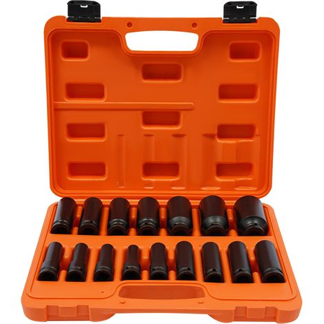 Lot de 16 douilles à choc pour visseuse à percussion - Avec entraînement 1/2" - Jeu d'outils de réparation - Douilles hexagonales 10-32 mm - Métrique (1/5)