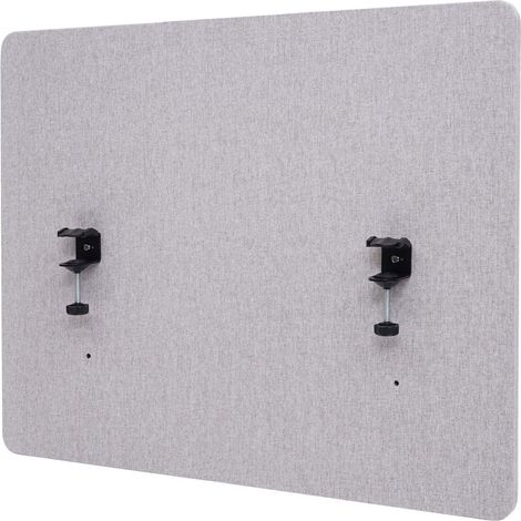 Divisorio schermo privacy da tavolo bacheca acustico HHG-943 tessuto 75x60cm grigio