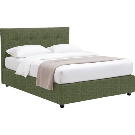 Letto Matrimoniale Preston, Sfoderabile, Contenitore Made in Italy, Verde