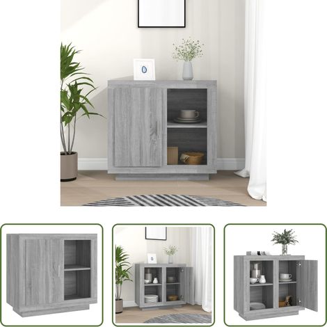 Holz - Sideboard Grau Sonoma 80x40x75 cm (1/5)