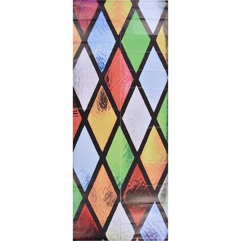 Lot 2 autocollants porte 3D 38,5x200cm, motif losange couleur, adhésif imperméable PVC, papier peint porte pour maison (1/5)