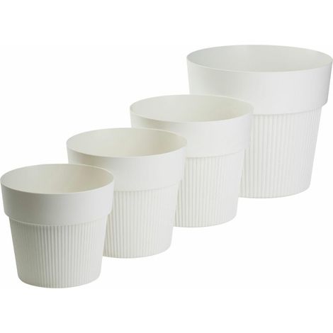 Juego de macetas recicladas SILVA LINE, color crema, 4 piezas. (1/5)