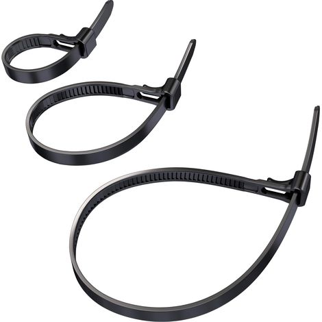 KabelDirekt Fascette riutilizzabili, 7,4mm x 100, 150, 200mm, Fascette fermacavo Multiuso riapribili e richiudibili, 3x40 pz, Nylon Flessibile, Nero, Top Series (1/5)