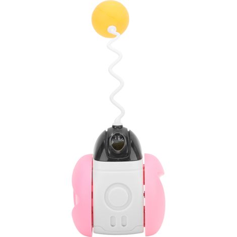 Jouet Chat Voiture Équilibrée Automatique Interactive avec Herbe à Chat et Son Oiseau, Auto-Rotation, Plastique, Rose, 6x5.5x7.5cm (1/5)