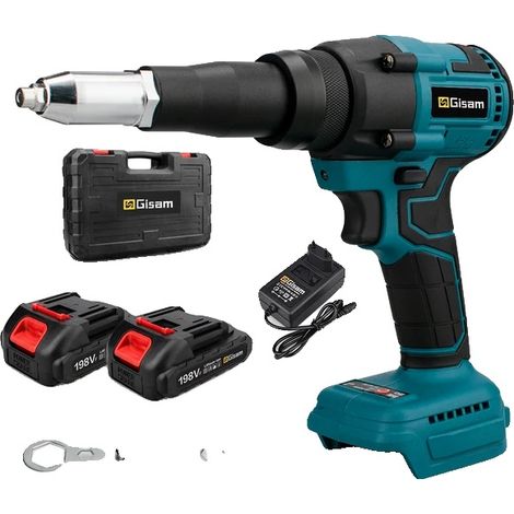 Pistolet à riveter électrique sans fil, force de 20000N, puissance de 720W, complet avec batteries, 2 Batterie BoîteEnPlastique (1/2)