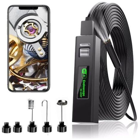 (2M) Telecamera endoscopica WiFi, telecamera HD 1200P per ispezione tubi con luce LED per iPhone/Android/iOS, Windows/Mac/Tablet/PC (1/4)