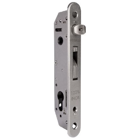 Deco Fer Forge – Serrure de sécurité inox à encastrer – Mécanisme 100% acier inoxydable – Compatible tube 40x40mm – Hauteur 220mm, largeur 37mm (1/3)