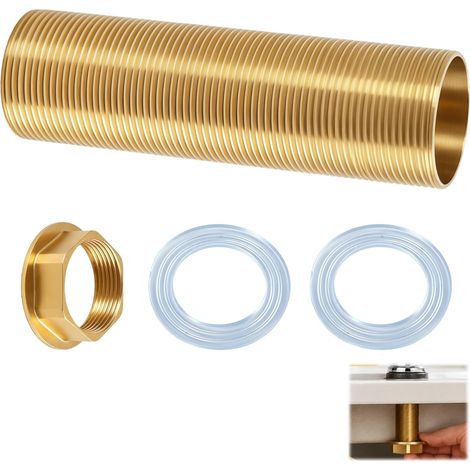 Extension de Robinet Fileté en Laiton M30 x 10CM, Robinet rallongé Kit de Fixation Extension Robinet Cuisine, Extensions de Tuyau Fileté, Compatible pour Évier Cuisine et Salle de Bain (1/5)