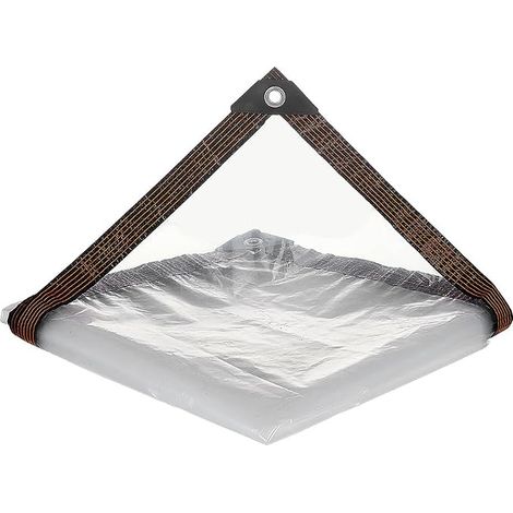 Bâche transparente en polyéthylène imperméable avec œillets, bâche transparente très résistante pour plantes d'extérieur, jardin, terrasse, décoration de Noël (3 x 3 m) (1/4)