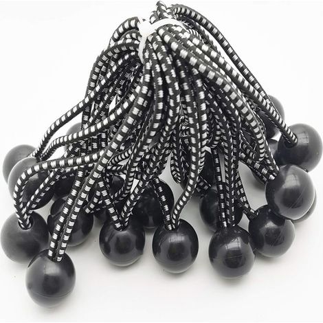 25 Tendeur Elastique Caoutchouc Professionnel avec Boule (Noir 140 mm) pour Tentes, Bâches, Affiches. Tendeur Bâche, Sangle Élastique, Support de Bâche, Caoutchouc de Bâche, Tendeur Caoutchouc. (1/3)