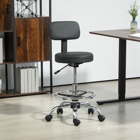 Chaise de bureau repose-pieds réglable pivotante 360° hauteur réglable noir chaise de dessin 52x52x92cm style élégant