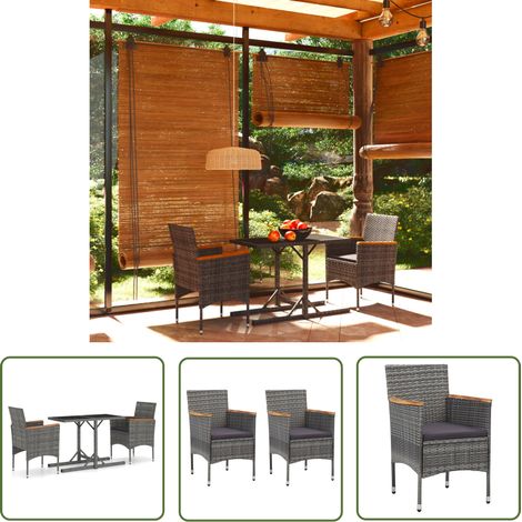 Furniture Limited - Ensemble à manger de jardin 3 pcs Gris (1/5)
