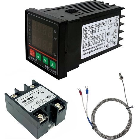 Régulateur de température numérique REX-C100, 0 ℃ 1300 ℃ Alarme PID Kits Digital Smart Thermostat Relais Sortie avec (1/5)