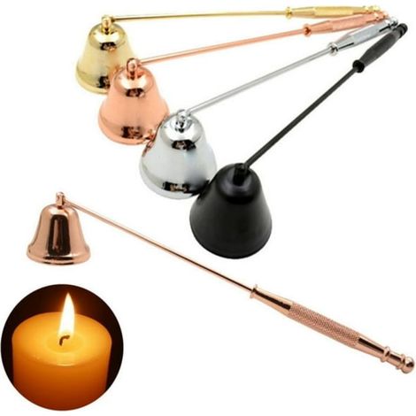 Bougeoir vintage en métal en forme de cloche avec long manche – Porte-bougie décoratif classique pour la maison, les mariages et les fêtes
