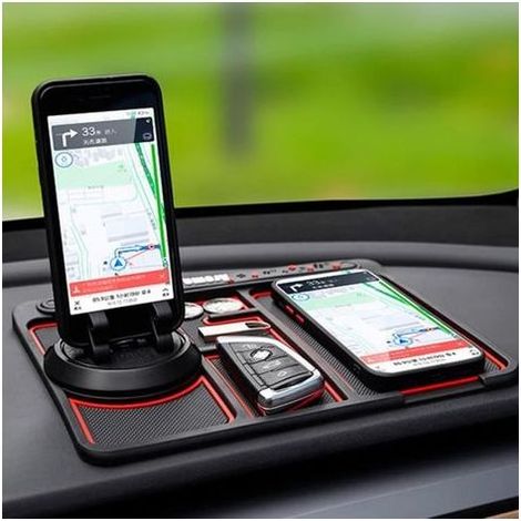 A -Tapis de tableau de bord de voiture antidérapant multifonctionnel. avec support de téléphone et disque numérique (1/4)
