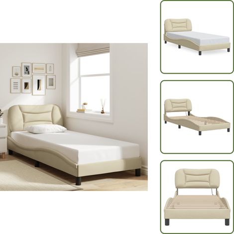 Cuscino testiera - vidaXL Giroletto senza Materasso Hvar Crema 80x200 cm in Tessuto - Letto Hvar