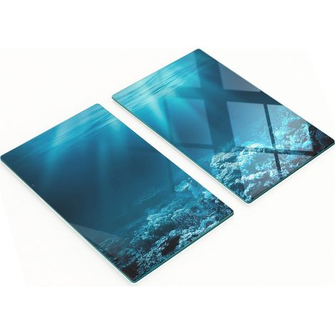 Planches de service en verre pour la cuisine, décorées de motifs sous-marins, 2 x 30 x 52 cm (1/5)