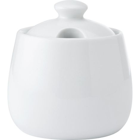 Mikasa kreideweißes Porzellan Honig-Topf, glänzendes Glasurgefäß, ideal für Honig oder Sirup, 250ml