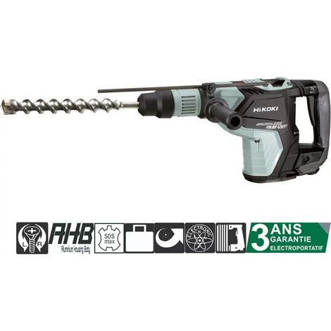 Hitachi – Perforateur burineur 40 mm SDS MAX 1150 W – Force de percussion 11 Joules – Vitesse 250 à 500 tr/min – Triple protection anti-vibration (1/10)