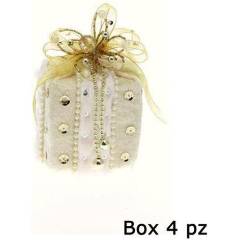 4 sacchetti per albero di natale - colore oro/crema - addobbi natalizi decorazioni