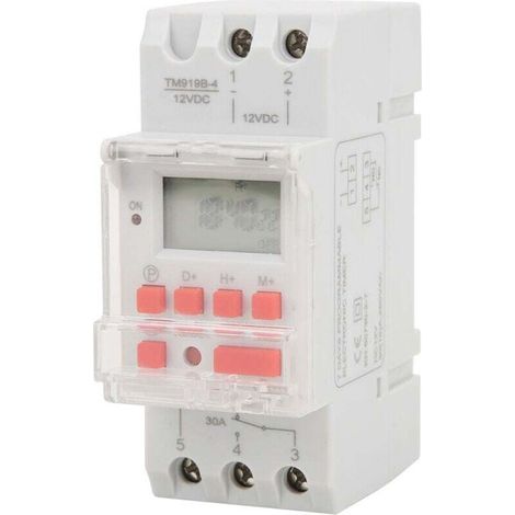 Minuterie hebdomadaire 12 V CC 30 A avec écran LCD et fonction compte à rebours – Commande ON/OFF programmable (1/4)
