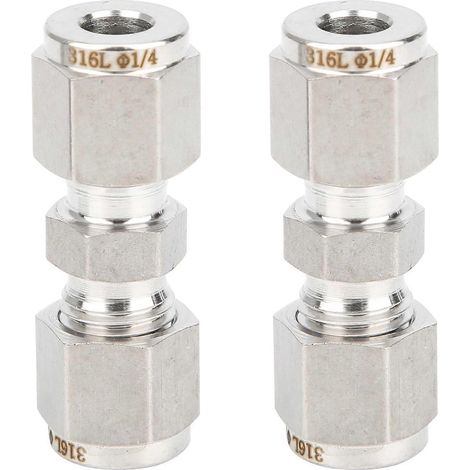 Raccord de compression droit à double bague de serrage en acier inoxydable 316 pour tuyaux (Ф1/4 ) (1/4)