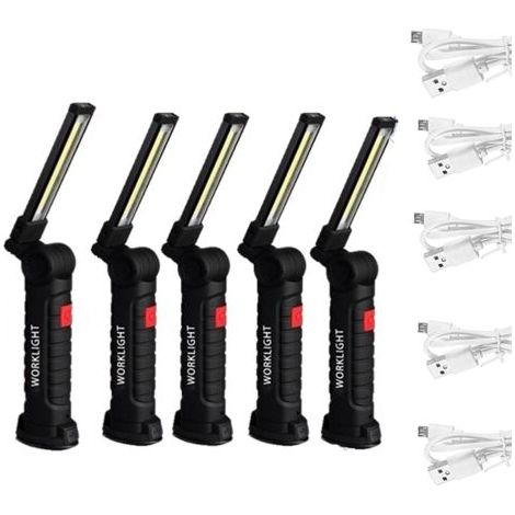 Baladeuse de chantier 5Pcs COB Lampes COB Torche Rechargeable Lampe de Travail d'Inspection Flexible - 5PC Grande