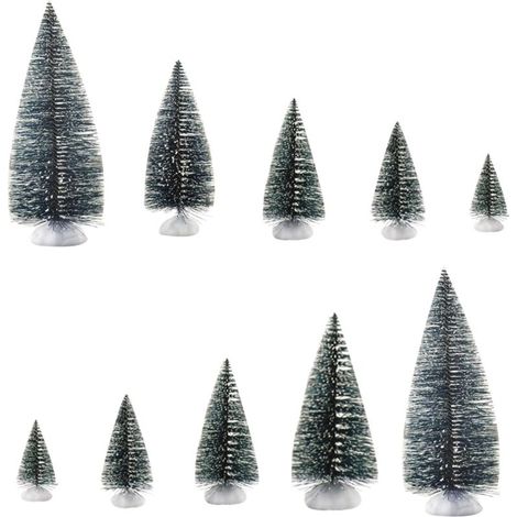 Ensemble d'accessoires pour village de Noël, 2 ensembles de 5 sapins de Noël de différentes tailles (1/4)