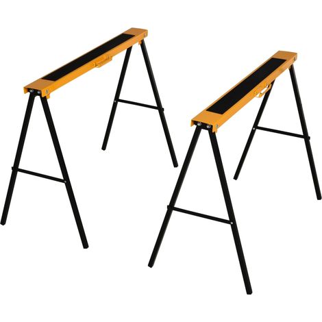 Charge 125 kg pour une coupe stable, lot de 2 chevalets de sciage pliables avec poignées, pour le bois (1/5)