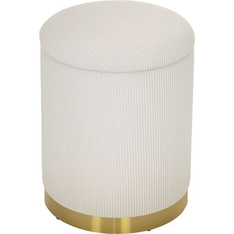Ottoman of storage foldable with cover, base in steel, rests-feet round 36 x 36 x 44 cm, white cream (1/5)