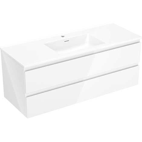 Mexen Orio mobile bagno 120 cm con lavandino Otis, 2 cassetti, bianco lucido - 91A10-12047-2-BFF00-W18M00 (1/5)