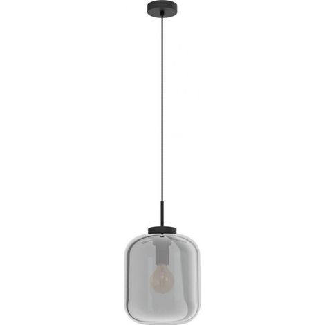 Eglo Iluminación Lámpara de techo con pantalla de Vidrio Vaporizado efecto Espejo y carcasa negra mate Bulciago 1XE27