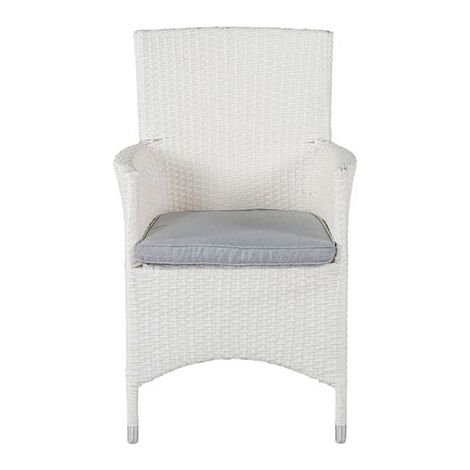 Malin Chaise de jardin avec accoudoirs, support d'assise inclus, empilable, blanc.