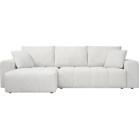 Canapé d'angle réversible convertible 4 places en tissu - Écru chiné - Giovano (1/5)