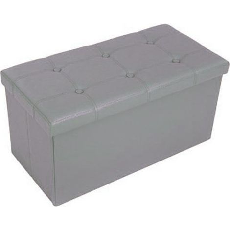 TrAdE Shop Traesio - Pouf Scatola Contenitore Rettangolare Similpelle Cassapanca Poggiapiedi Colore - Grigio