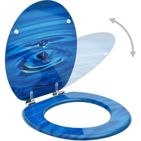 Sièges de toilette avec couvercle 2 pcs MDF Bleu Gouttes d'eau CFW62164 (1/5)