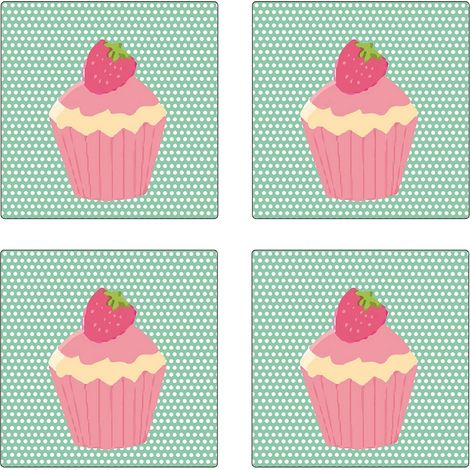 Set de 4 dessous de verres carrés Cupcakes by Cbkreation