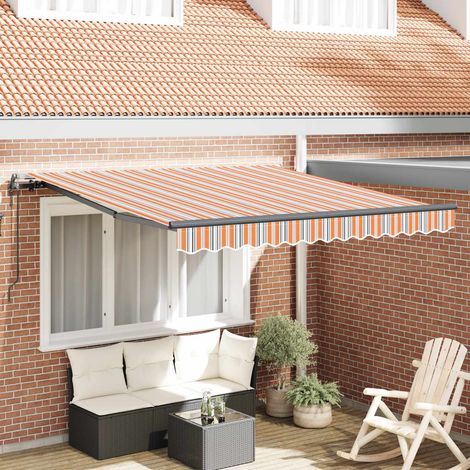 Einziehbare Markise Mehrfarbig 350 x 250 cm Stoff und Aluminium