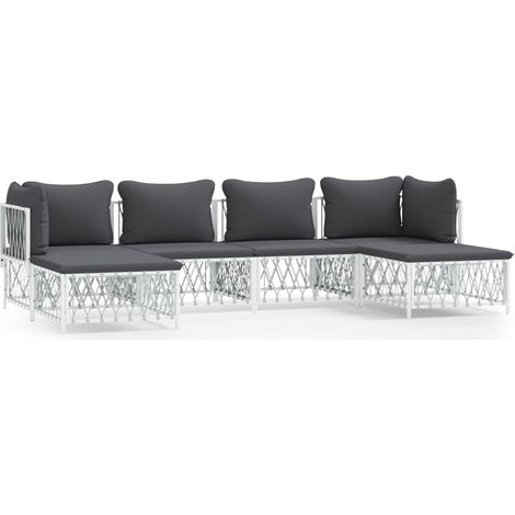 Maison Exclusive - Set Salotto da Giardino 6 pz con Cuscini in Acciaio Bianco