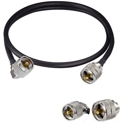 Jumper Cable PL-259, UHF Male Straight and Angled Connector, RG58 60CM, For CB Radio and Walkie Talkie (1/4)