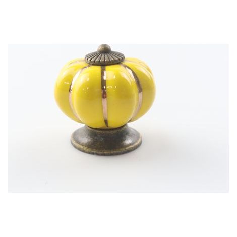 Tiradores de cerámica para cajones, tiradores con forma de calabaza para cajones y armarios de cocina (dorados). (1/5)