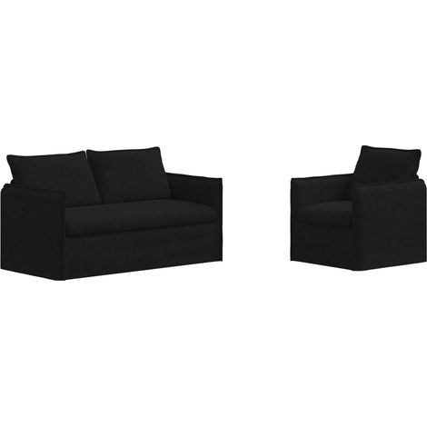Ensemble de Canapés 2 pcs Salon de jardin Noir 156 x 82 x 85 cm Tissu (1/5)