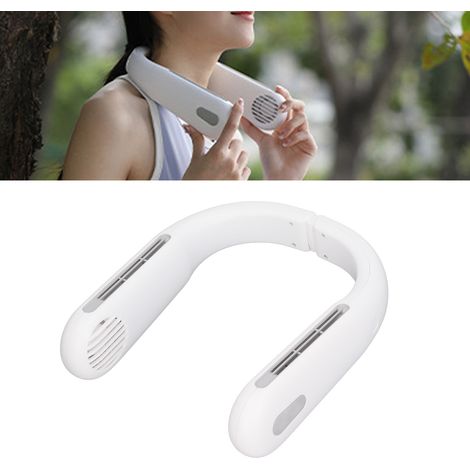 Ventilateur de cou, mini ventilateur portable de cou pour les personnes paresseuses, rechargeable par USB, blanc. (1/5)