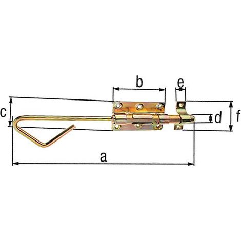Verrou de box avec passant 320x58mm, jaune zingué