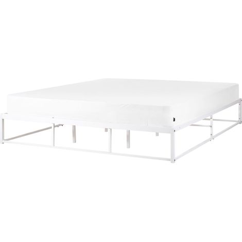 Cama industrial moderno marco de metal doble listones incorporados sin reposacabezas 180 x 200 cm blanco Viry